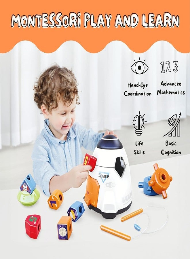 TOYVELLY لعبة سفينة الفضاء مونتيسوري المميزة من تويڤيلي للأطفال الصغار | مجموعة مكعبات للفرز والتركيب والتكديس والتطريز، مناسبة لمرحلة ما قبل المدرسة | هدية مثالية للأولاد والبنات من عمر سنتين فما فوق - Image 5